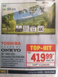 [Metro] Toshiba 65 Zoll 4K UHD - LED - Fernseher 65U5863DA mit Onkyo Sound