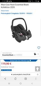 Maxi-Cosi Rock Essential Black Kollektion 2020 Babyschale - Bei Kauf über Check24 Handyapp!
