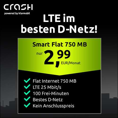 [Telekom-Netz] 750MB LTE (25 Mbit/s) + 100 Freimin. für mtl. 2,99€ ohne Anschlusspreis, mit VoLTE, WLAN Call, etc.