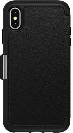 OtterBox Strada Etui schwarz für Apple iPhone Xs Max: sturzsichere Folio Schutzhülle aus echtem Leder (Prime)