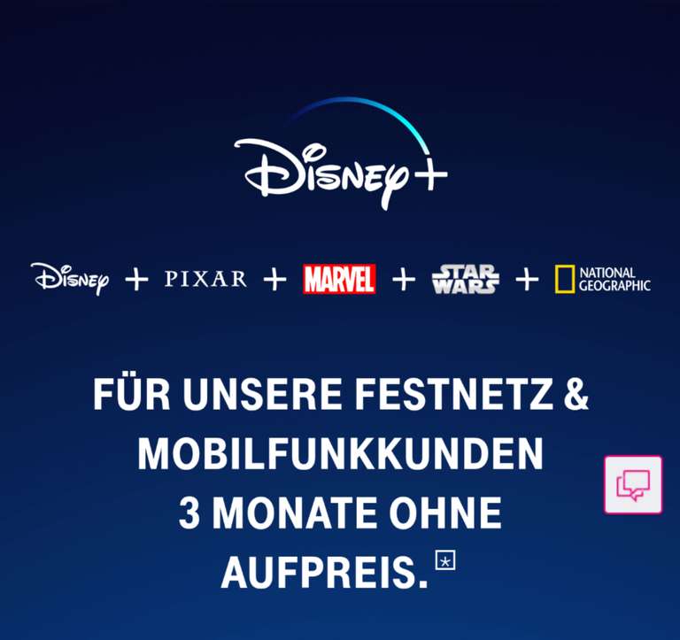 [Telekom Kunden] 3 Monate gratis Disney+, danach 5€ statt 6,99€ pro Monat (monatlich kündbar) - Jetzt auch wieder in 4K