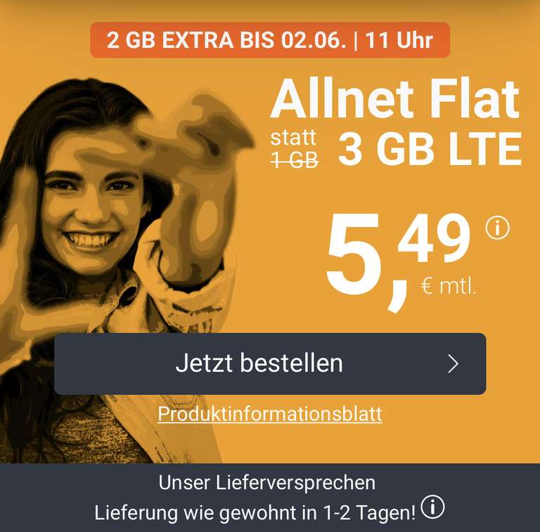 WinSim 3GB + Flat Telefonie und SMS 5,49€/mtl. Telefonica