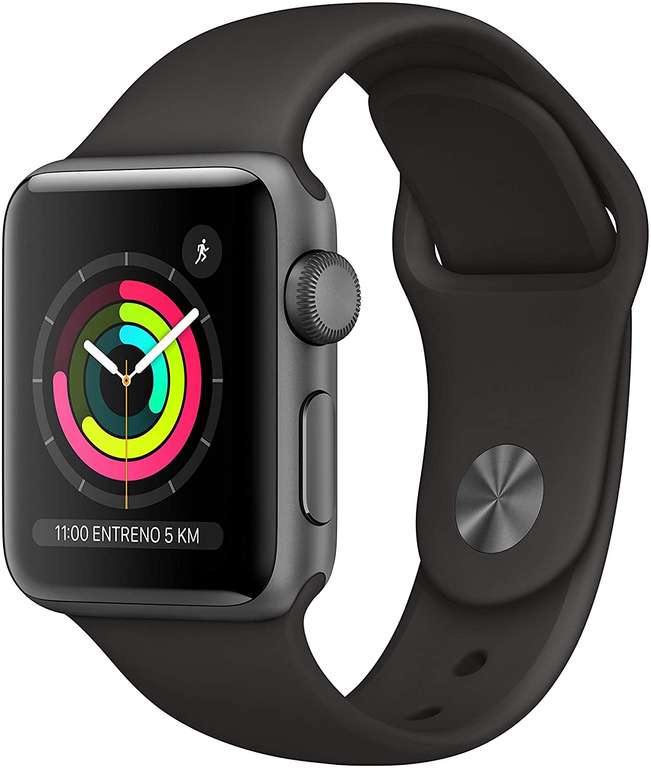 Apple Watch Series 3 (GPS), 38 mm Aluminiumgehäuse, schwarz, mit Sportarmband,
