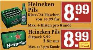 Kiste Heineken 24 x 0,30 für 8.99€