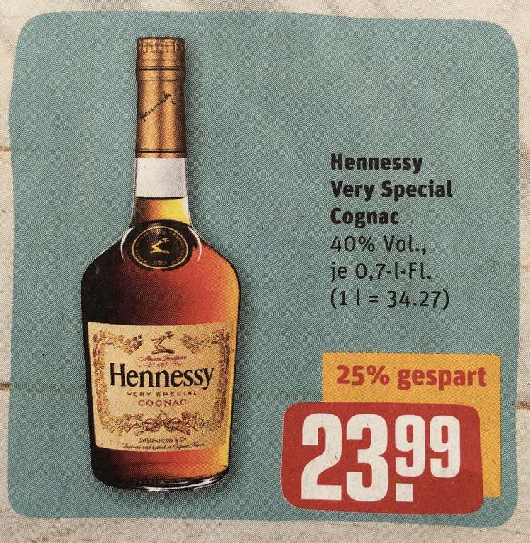 Hennessy Very Special Cognac 0,7L 40% ab 15.06. [REWE]