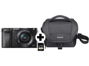Sony Alpha 6000 + Objektiv 16-50mm + Tasche + SD-Karte
