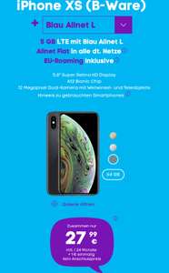 B-Ware: Apple iPhone XS (64 GB) für 1 € + 5 GB Blau Allnet-Flat L für 27,99 € mtl.
