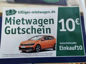 -10€ Gutschein Billiger-Mietwagen.de 99€ MBW