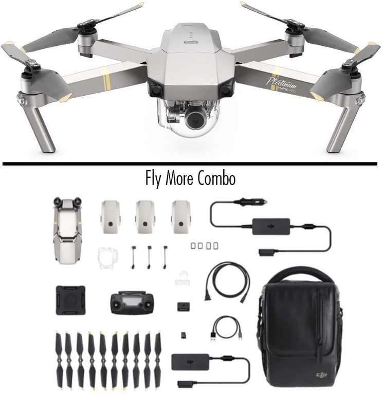 DJI Mavic Pro Platinum Fly More Combo - Drohne mit 4K Full-HD Videokamera inkl. Zubehör [Amazon]