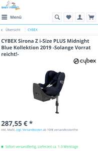 CYBEX Sirona Z i-Size PLUS Midnight Blue Kollektion 2019