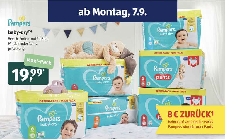 [ALDI Süd] Pampers baby-dry 2x DreierPack inkl. 8€ Rabatt