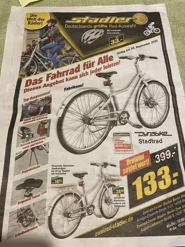 Dynabike Stadtrad (IKEA Sladda) für 133 Euro bei Zweirad Stadler (Bundesweit)