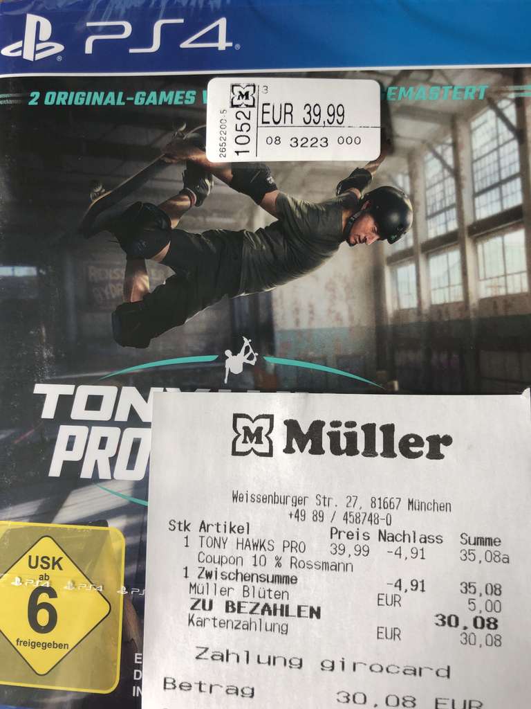 [Müller] Tony Hawk‘s Pro Skater 1+2 mit Rossmann Coupon und App