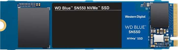 Western Digital WD Blue SN550 NVMe SSD 500GB, M.2 (3D-NAND TLC, PCIe 3.0 x4, R2400/W1750, SLC-Cache)
