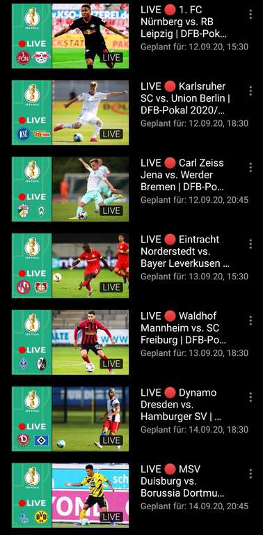 Ausgewählte DFB-Pokal Spiele kostenlos bei Youtube - VPN nötig
