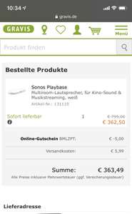 Sonos Playbase weiß über MA bei gravis