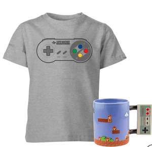 Kids Nintendo T-Shirt + Tasse: NES Controller Mug (Gr. 3 - 12 Jahre)