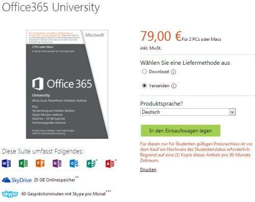 Office 365 University (Office 2013) für Studenten für 79€ bzw. 69€ durch Qipu