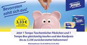 GzG - Tempo Taschentücher und Box kaufen, bis 3,33€ vom Kaufpreis zurückerhalten, gültig bis 31.03.2021