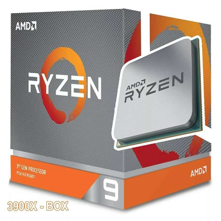 AMD Ryzen 9 3900X BOX (inkl. Wraith Prism LED Kühler), 3,8 GHz, 12 Kerne, AM4