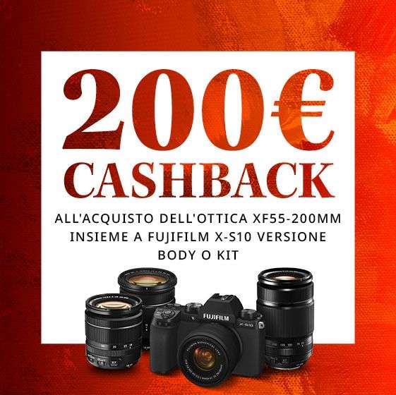 Fujifilm X-S10 Systemkamera 200€ Cashbackaktion in Verbindung mit einem Fujinon XF55-200F3.5-4.8 Objektiv | IT & UK