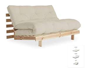 Karup Design Roots | 2 sitzer Futon Schlafsofa im skandinavischen Stil, mit Matratze 140 x 200, Natur Holz | Kiefer