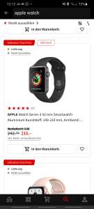 APPLE Watch Series 3 42 mm Smartwatch Aluminium Kunststoff, 140-210 mm, Armband: Schwarz / Gehäuse: Dunkelgrau