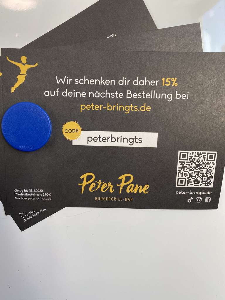 PETER PANE Lieferservice - Burger und Fritten: 15% Rabatt ab 9,90€ MBW + Black Friday Aktion am 27.11. 15%