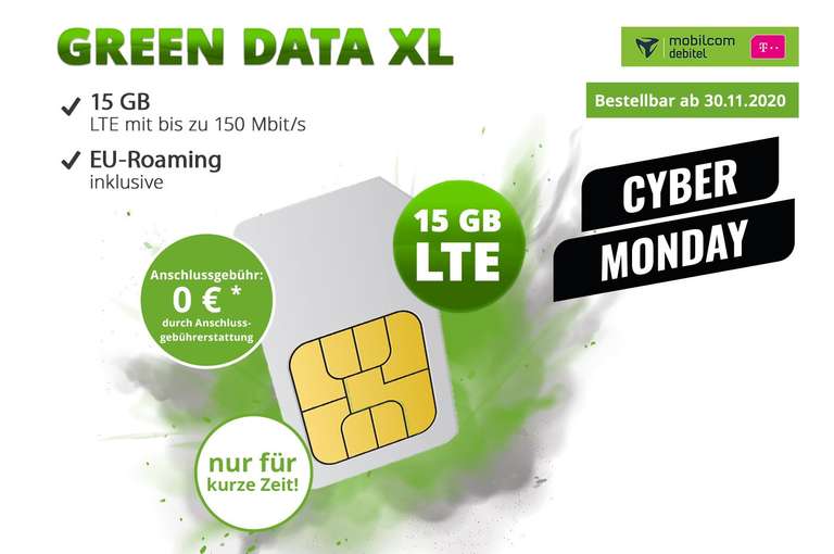 CyberMonday: MD Telekom green Data XL Datentarif (15GB LTE) 9,90€/M