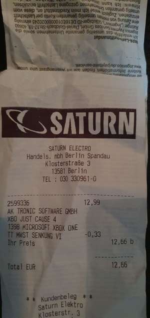 LOKAL Saturn Berlin Spandau Just Cause 4 Steelbook Edition XBOX One