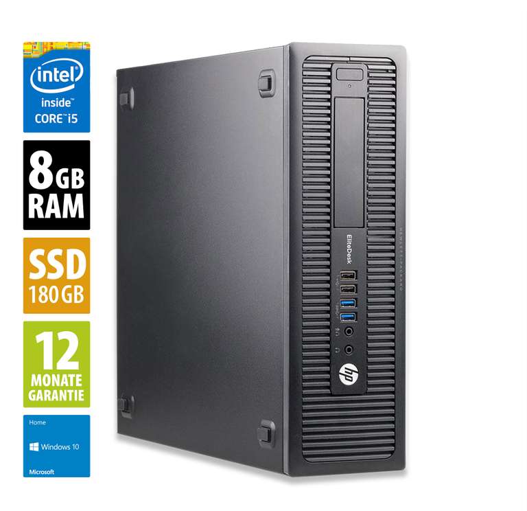 Afb-Shop.at, Grade A: HP EliteDesk 800 G1 SFF - Core i5-4570 @ 3,2 GHz - 8GB RAM - 180GB SSD - Win10Home - Gebraucht