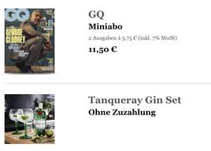 GQ Miniabo (2 Ausgaben) + Tanqueray Geschenkset (Kündigung notwendig)