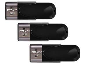 3 Stück PNY USB Stick 32GB PNY Attache 4 black Sparpack