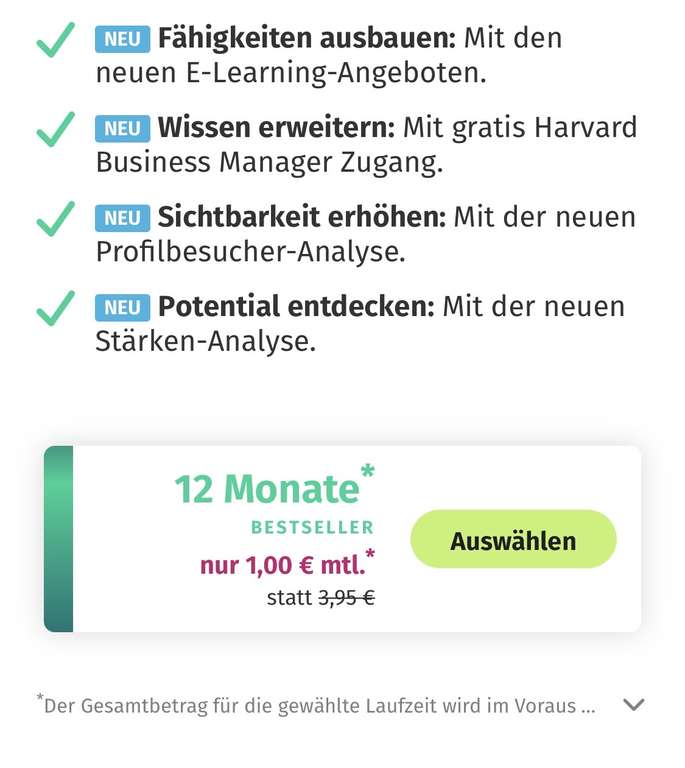XING Premium 12€ für ein Jahr (womöglich nur Studenten personalisiert)