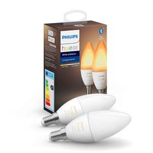 Philips Hue Sammeldeal: z. B. Doppelpack Hue E14 White & Ambiance mit Bluetooth zum Bestpreis