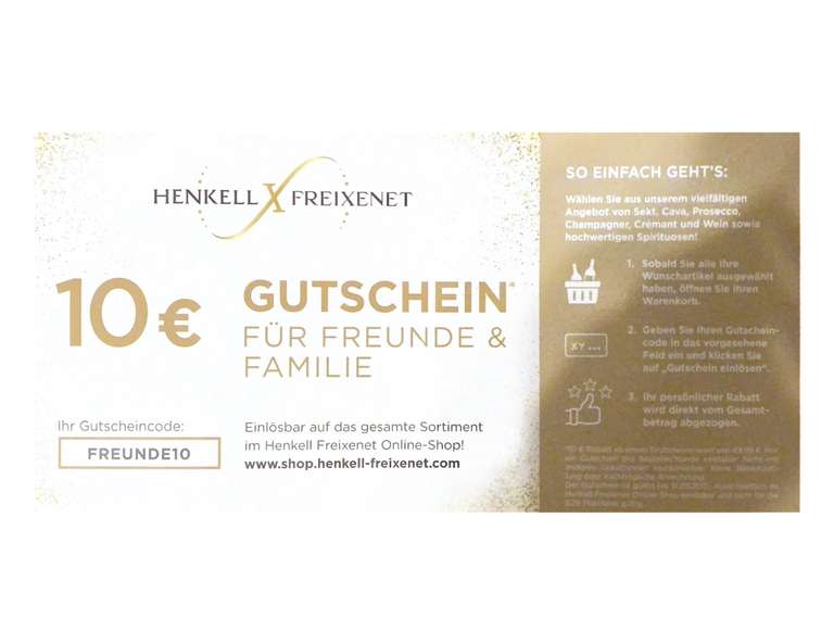 Henkell & Freixenet - 10€ Gutschein