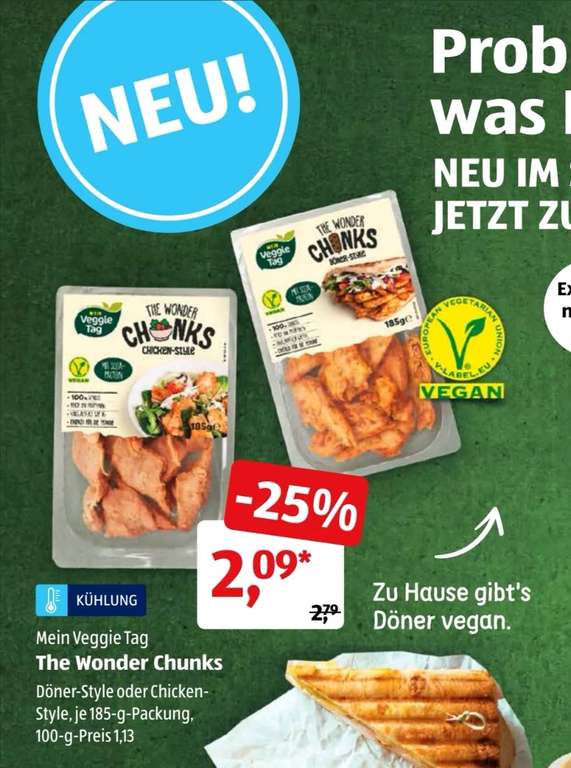 Vegan -The Wonder Chunks Döner Style / Chicken Style bei Aldi Süd für 2,09 Euro