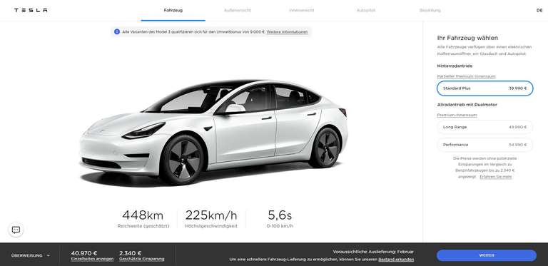 Tesla Model 3 SR+ (2021er Facelift) + 1.500 SuperCharger-KM durch KWK + Preissenkungen auf LR und Performance