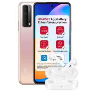 Huawei P Smart (2021) 128GB Gold/Schwarz (nix Google) + Freebuds lite im Blau Allnet XL 7GB LTE für 1€ einmalig und 11,99€ monatlich