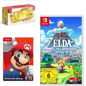 Nintendo Switch Lite, Standard, gelb + The Legend of Zelda: Link's Awakening + Plus 15€ Guthaben