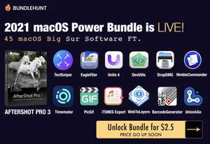 (MAC) Bundlehunt MacOs Power Bundle mit bis zu 45 Apps feat. Aftershot 3 ab 3,50$