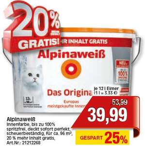 Alpinaweiß Das Original (12 l) [lokal: Baunatal im Ratio] - Mit Bauhaus TPG: 35,19 € [bundesweit]
