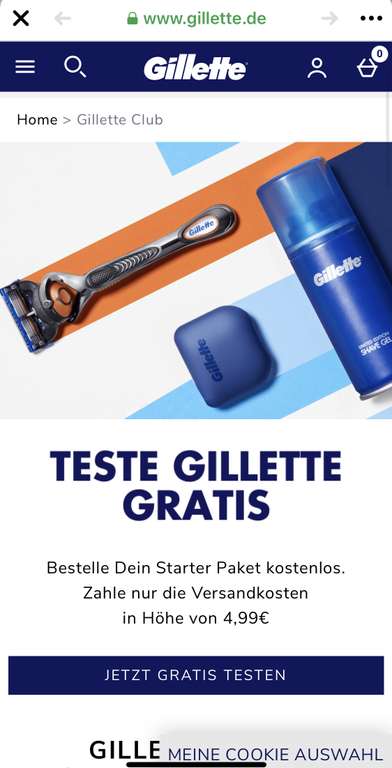 Gratis Gillette Rasierklingen ( Starter Paket )