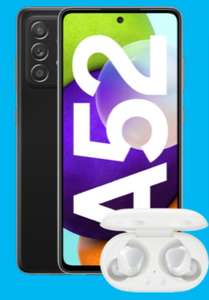 Samsung Galaxy A52 128GB alle Farben + Galaxy Buds+ im Blau Allnet L 5GB LTE für 19,99€ mtl., 1€ einmalig; +35€ Shoop Cashback