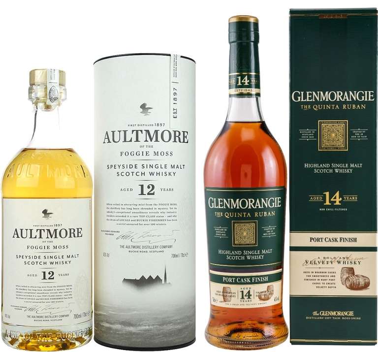 Whisky-Übersicht #81: z.B. Aultmore 12 Jahre Single Malt für 33,89€, Glenmorangie 14 Quinta Ruban Port Cask Finish für 41,89€ inkl. Versand