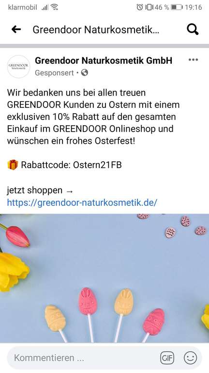 Greendoor Naturkosmetik 10% zu Ostern