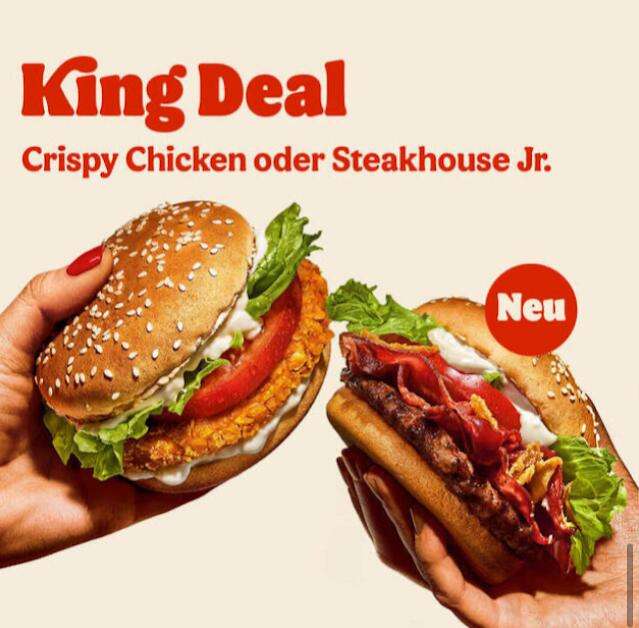 Burger King: Steakhouse Jr [neu!] oder Crispy Chicken je 1,99 € im King Deal