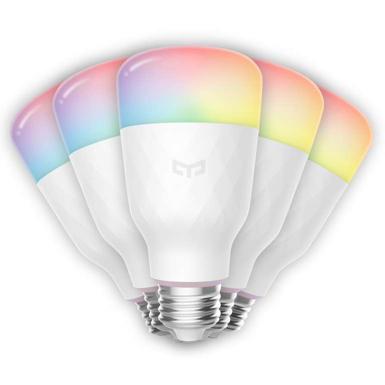 5er Bundle: Yeelight 1S Color - Smarte LED-Lampe aus DE (E27, RGBW, HomeKit / Google / Alexa, 800 Lumen, 2700K - 6500K)