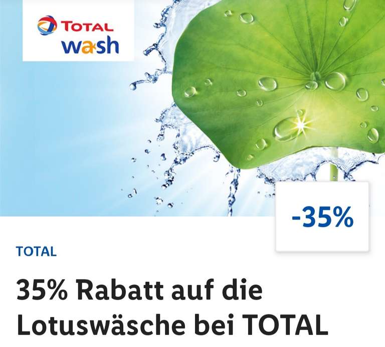 Total Autowäsche Lotuswäsche für 7,49 € statt 11,49 € durch Gutschein aus der Lidl-Plus App