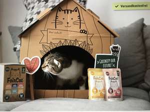 Probierpaket inkl. KATZENHAUS aus Pappe für Katzen + Katzenfutter